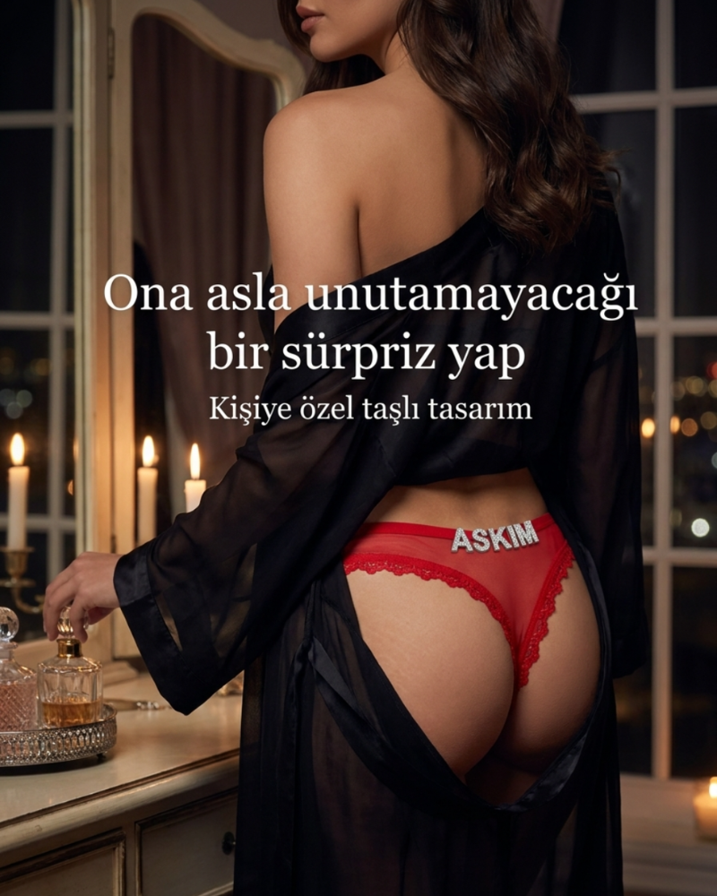 Kişiselleştirilebilir Kurdele Charm Thong
